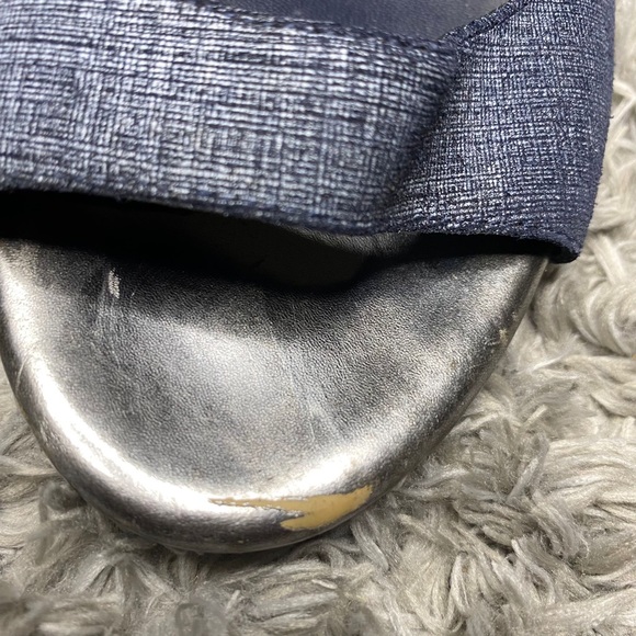 JIMMY CHOO Vernie Denim Leather Wood Heel Sandals - Picture 5 of 11